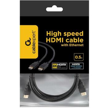 Gembird HDMI kabelis 0.5m CC-HDMI4-0.5M, 4K UHD 60Hz, 10 Gbit/s, 3D, Melns (CC-HDMI4-0.5M)