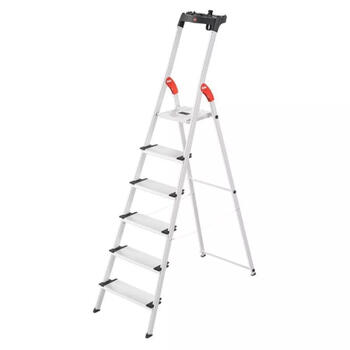 HAILO L80 ComfortLine 038040607, 6 pakāpieni, 305 cm, 150 kg, alumīnijs, neslīdošs, salokāmas (038040607)