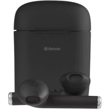 Denver TWE-46 111191120260, беспроводные наушники, Bluetooth 5.0, 10 мм, 16 Ом, 3 ч, 70 г, черные, встроенный микрофон (111191120260)