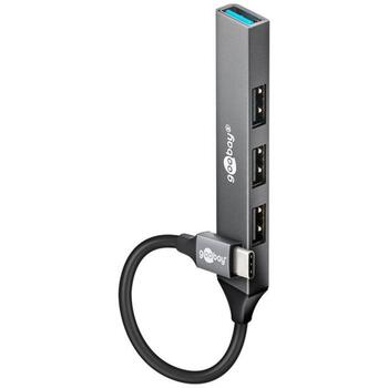 Goobay USB-хаб 74457, USB-C на USB-A, 5 Гбит/с, 4 порта, док-станция, светло-серый (74457)