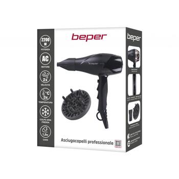 Beper Фен P301ASC002, 2200W, 2 скорости, 3 температурных режима, 2 насадки, диффузор, съемный фильтр, холодный воздух (P301ASC002)