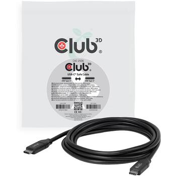 Club3D USB-C strāvas kabelis CAC-2506, 2m, 240W, USB-C uz USB-C, USB PD 3.1 EPR, 48V/5A, E-Marker, datu pārraides bloķētājs, melns (CAC-2506)