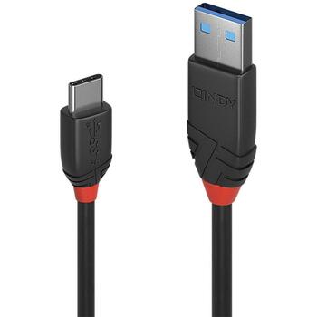 Lindy USB 3.2 A-C кабель 36916 1м, 10Гбит/с, черный, PVC корпус, никелевые разъемы, тройная защита (36916)