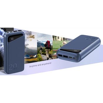 Navitel Power Bank PWR20 MX Blue, 20000mAh, 3.7V, 74Wh, 2 USB-A порта, двунаправленный USB-C порт (PWR20 MX Blue)