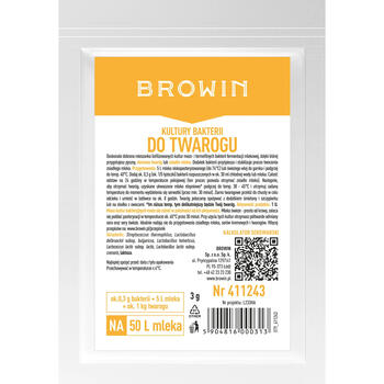 Browin Культуры бактерий для творога 411243, 3.0 г, 1 U, на 50 Л молока, для производства творога и кислого молока (411243)