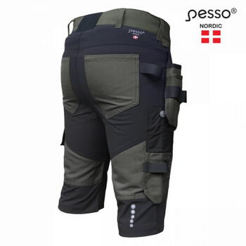 Pesso Šorti Titan Flexpro KB125Z_54, C54, zaļi, 320g/m², Cordura, 4-virzienu staipīgs, kabatas, atstarojoši (KB125Z_54)