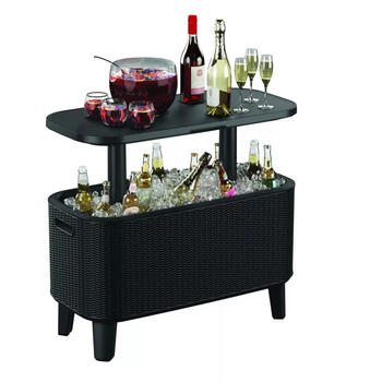 Keter Dārza bārs Bevy Bar 29209510939, pelēks, 83.5x40x50-74cm, rotangpalmas imitācija, UV izturīgs (29209510939)