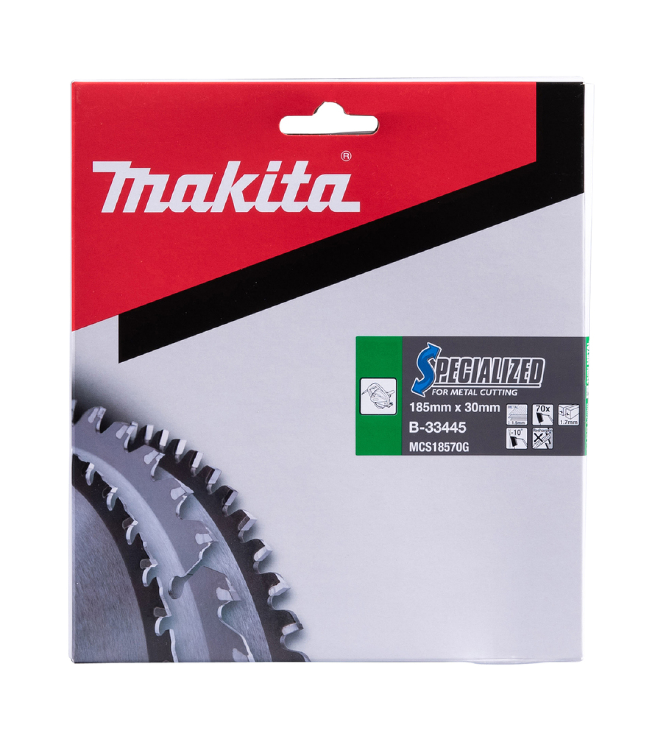 Makita пильный диск B-33445, 185мм, 30мм, 1,7мм, 70 зубьев, -10°, для металла, Specialized (B-33445)