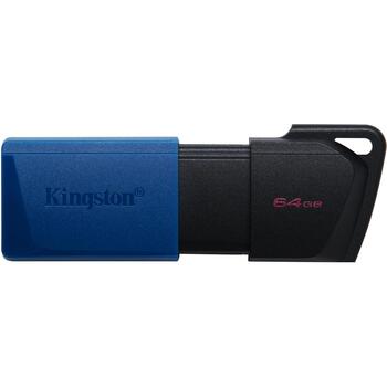 Kingston DataTraveler Exodia M USB флешка DTXM/64GB-2P, 64GB, USB 3.2 Gen 1, USB Type-A, 2 шт, черный синий, слайдер (DTXM/64GB-2P)