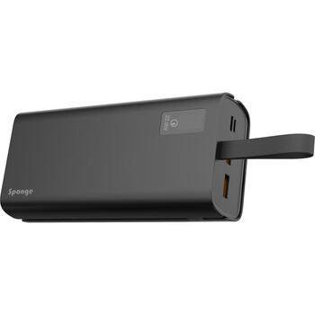 Sponge Energy 30000 Black QC, 30000mAh, 22.5W, 2xUSB, 1xUSB-C, displejs, indikators, pelēks (Energy 20000 QC)