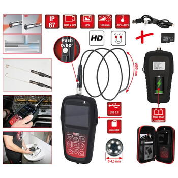 Инспекционная камера HD 4.5 мм 0° и 90° камеры, KSTOOLS, 550.7530, 1 м, 6 регулируемых мини LED ламп (550.7530)