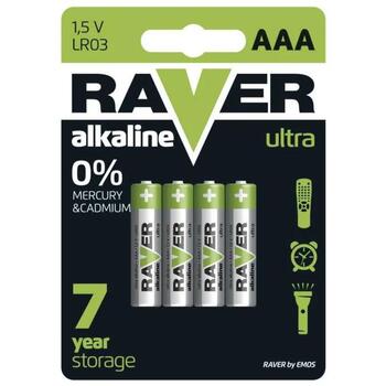 Emos Щелочная батарея B7911, 4 шт, 1,5 В, AAA, LR03, 7 лет, Ultra Alkaline (B7911)