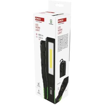 Emos Рабочий светильник P4544, 800 лм, 2000 мАч, COB LED + SMD LED, 3 режима, IP54, 2 крючка, 2 магнита (P4544)