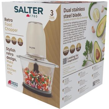 Salter Кухонный измельчитель EK6686CRMVDE, 500W, 1.2L, 2 скорости, нержавеющие лезвия (EK6686CRMVDE)