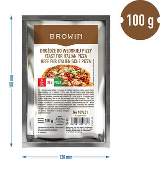 Browin сушеные дрожжи для итальянской пиццы - 100 г 409261, на 25 пицц, легкость в использовании, длительный срок хранения (409261)
