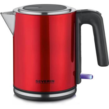 Severin WK 3427 Чайник, 2400 Вт, 1 л, красный, нержавеющая сталь, 360° подставка, автоотключение (3427)