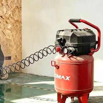 Ecomax virzuļkompresors EMX 0232481, 24l, 1500W, 220-240V 50Hz, 180l/min, 10bar, bezeļļas, vertikāls (0232481&EMX)