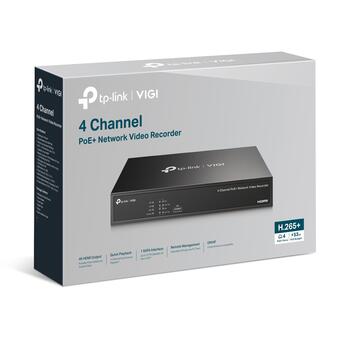 Tp-Link сетевой видеорегистратор VIGI NVR1004H-4P, 4 канала, 4K HDMI, 80 Мбит/с, 53 Вт PoE, 10 ТБ HDD (VIGINVR1004H-4P)