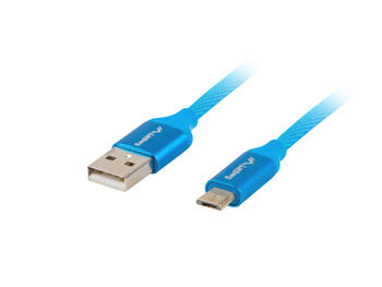 Кабель USB 2.0 USB Micro → USB A 1 м Синий Premium QC 3.0 зарядка + передача данных CA USBM 20CU 0010 BL Lanberg (CA-USBM-20CU-0010-BL)