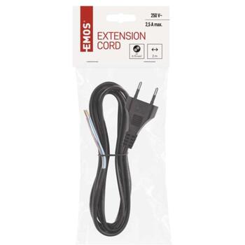 Emos Кабель питания S19272, 2м, 2x0,75мм2, черный, KF-H1, PVC, H03VVH2-F, 1 шт, подвешенный (S19272)