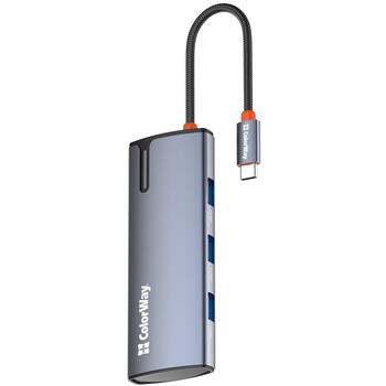 Colorway 5-в-1 док-станция CW-HUB01, DC 5V⎓3A/15V⎓3A/20V⎓5A, 100W, 1xUSB C, 1xHDMI, 3xUSB A 3.0 (CW-HUB01)