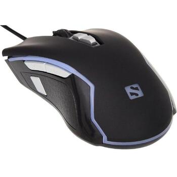 Sandberg Xterminator pele 640-08, 10000 DPI, USB Type-A, 1,8 m, melna, tirkīza, spiedpogas, LED indikatori (640-08)