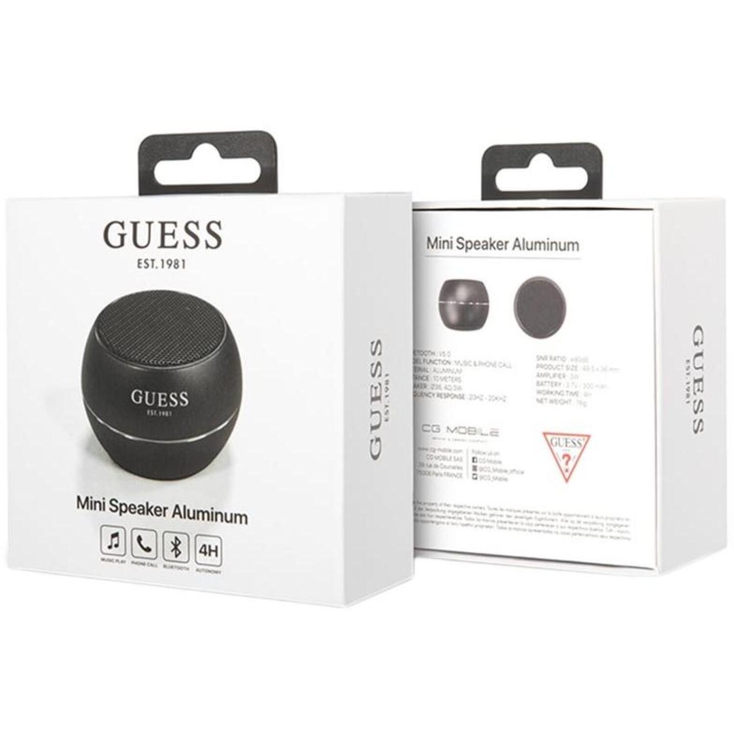 Guess Mini Bluetooth колонка GUWSALGEK, 3W, 4h, Bluetooth 5.0, 300mAh, алюминий, черный (GUWSALGEK)