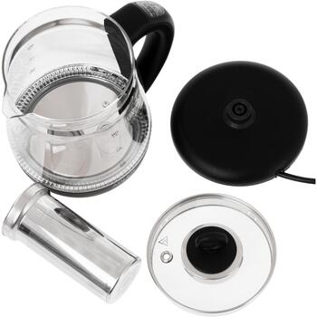 Adler Чайник AD 1299b, 2200 W, 1.5 L, стекло, 360° вращающаяся база, LED подсветка, автоматическое отключение (AD 1299b)