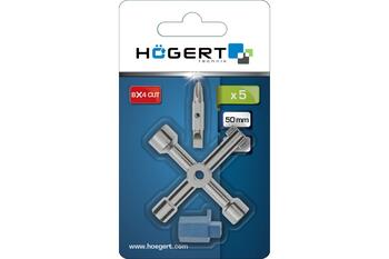 Hogert HT1W760 atslēga sadales skapjiem, 76 mm, cinkots cinks, 2 kvadrātveida caurumi 5/8 mm, 10 mm trīsstūra, 9 mm spalvurbis (HT1W760)