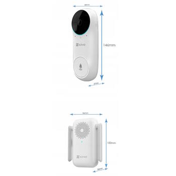 Ezviz CS-DB2C умный дверной звонок, 1080p, 160°, PIR, 5200mAh, Wi-Fi, белый (CS-DB2C)