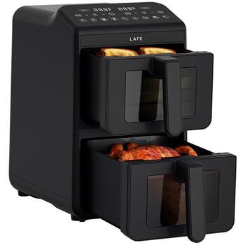 Lafe karstā gaisa friteris LAFFRY47476, 2460W, 2 grozi, 2 + 5l, elektroniskais panelis, melns (LAFFRY47476)