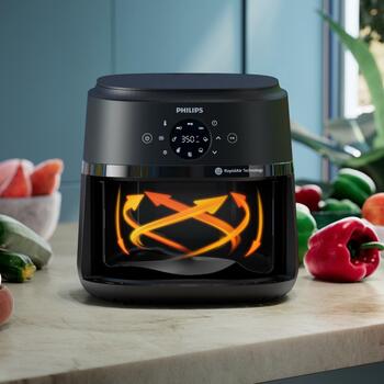 Philips karstā gaisa friteris NA231/00 6.2 L, jauda 1700 W, 1 kg fritēšanas jauda, skārienkontrole, 9 programmas (NA231/00)