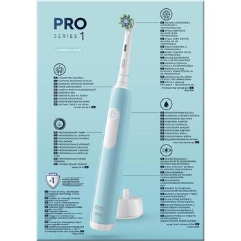 Oral-B электрическая зубная щетка Pro1 Duo Blue Black, 2 насадки, 3 режима, аккумуляторная, для взрослых, синий/черный (Pro1 Duo Blue Black)
