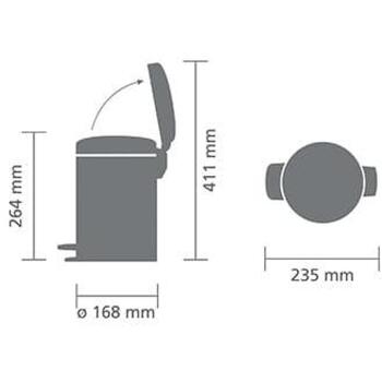 Brabantia NewIcon 149887 atkritumu tvertne, 3L, 16,8cm, 26,4cm, nerūsējošais tērauds, pedālis, kluss vāks (149887)
