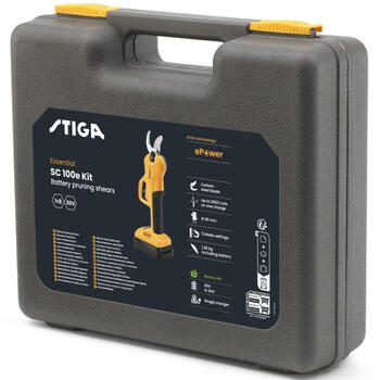 STIGA SC 100e Kit аккумуляторный секатор для обрезки кустов и деревьев 20V 2Ah 30mm бесщеточный двигатель 257022001/ST1 Желтый (257022001/ST1)