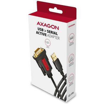 Axagon USB 2.0 к RS-232 DB9-M 1,5м ADS-1PSN, 1 RS232, 1 USB 2.0, черный (ADS-1PSN)