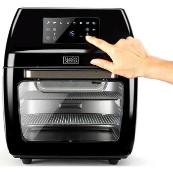 Black Decker Karstā gaisa friteris 12L ES9730030B, 1700W, 40-200°C, 6h taimeris, melns, digitālais displejs, nelīpošs (ES9730030B)
