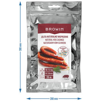 Browin Оболочки для колбас, 310604, 28/30mm, 20m, свиные оболочки, 0.42kg, просты в использовании, безопасны (310604)