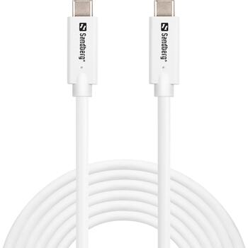 Sandberg USB kabelis 136-75, 3m, 10Gb/s, 100W PD, balta, 2xUSB-C (vīriešu) (136-75)