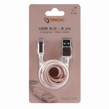 Sbox USB кабель IPH7-RG, 1,5 м, 2.0, 480 Мбит/с, USB A, Lightning, Розовое золото, Мужской, Прямой, Упаковка, 1 шт (IPH7-RG)