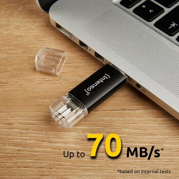 Intenso USB флеш-накопитель 3539490 64 ГБ, USB 3.2 Gen 1, скорость чтения 70 МБ/с, USB Type-A / Type-C, алюминий (3539490)