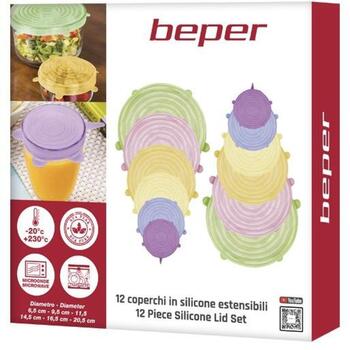 Beper Крышки C102COC101, 12 шт., 6.5см, 9.5см, 11.5см, 14.5см, 16.5см, 20.5см, силикон, многоразовые (C102COC101)