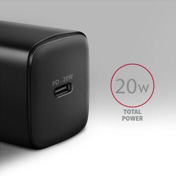 Axagon зарядное устройство ACU-PD20 20W, 1x USB-C, черное, быстрая зарядка, защита от: перенапряжения, перегрева, перегрузки (ACU-PD20)