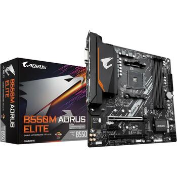 Gigabyte Mātesplate B550M AORUS ELITE 1.3, AMD Ryzen 5000, 4 DIMM DDR4 līdz 4733MHz, 2xM.2, 1GbE LAN, USB 3.2 Gen 1 (B550MAORUSELITE1.3)