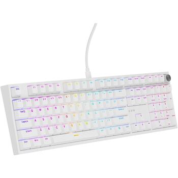 Genesis Thor 404 NKG-2300, mehāniskā spēļu klaviatūra, 107 taustiņi, USB, QWERTY US, Outemu Peach Silent, RGB apgaismojums, balta (NKG-2300)
