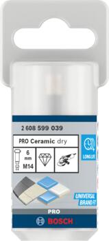 Dimanta kroņurbis 6 mm DrySpeed Best for Ceramic, Mazām leņķa slīpmašīnām PRO CERAMIC DRY KROŅURBIS, 2608599039, BOSCH (2608599039)