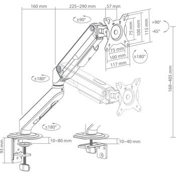 Sbox Настольное крепление LCD-S012-3, 17-32'', 2-9кг, VESA 75x75-100x100, наклон +90°/-45°, поворот +90°/-90°, регулировка высоты (LCD-S012-3)