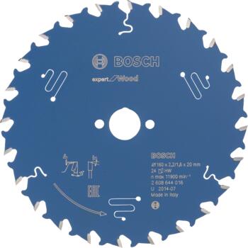Ripz.disks Expert forWood 160 x 20 x 2,2 mm, 24, Rokas ripzāģiem RIPZĀĢA ASMENS EXPERT FOR WOOD, 2608644016, BOSCH (2608644016)