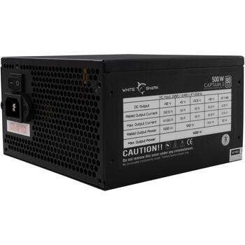 White Shark Barošanas bloks CAPTAIN 3, 500 W, 80 Plus, 1x24-pin, 1x4/8-pin, 6xSATA, 4xMOLEX, 2xPCI-E 6/8-pin (CAPTAIN 3)