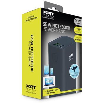 Port Connect Power Bank 907004, 26800 mAh, 99 Wh, 65 W, 5/9/12/15/20 V, 3.25 A, Li-Poly, USB-C, USB-A, синий, быстрая зарядка (907004)
